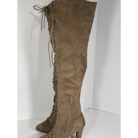 FASHION NOVA Women's YOU MADE YOUR CHOICE Taupe BOOTS Sz 8 Right High Brown/tan - Picture 11 of 12